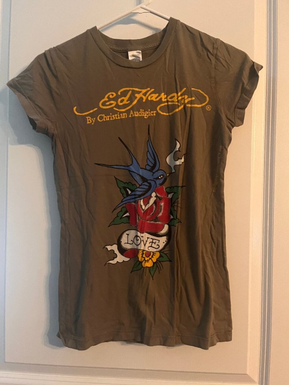 Ed Hardy Small Ladies Tshirt Blue Bird